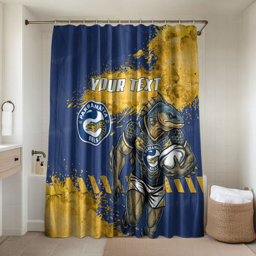 Personalised Parramatta Eels Rugby Bathroom Set Eel Mascot - Sporty Splash Art Style