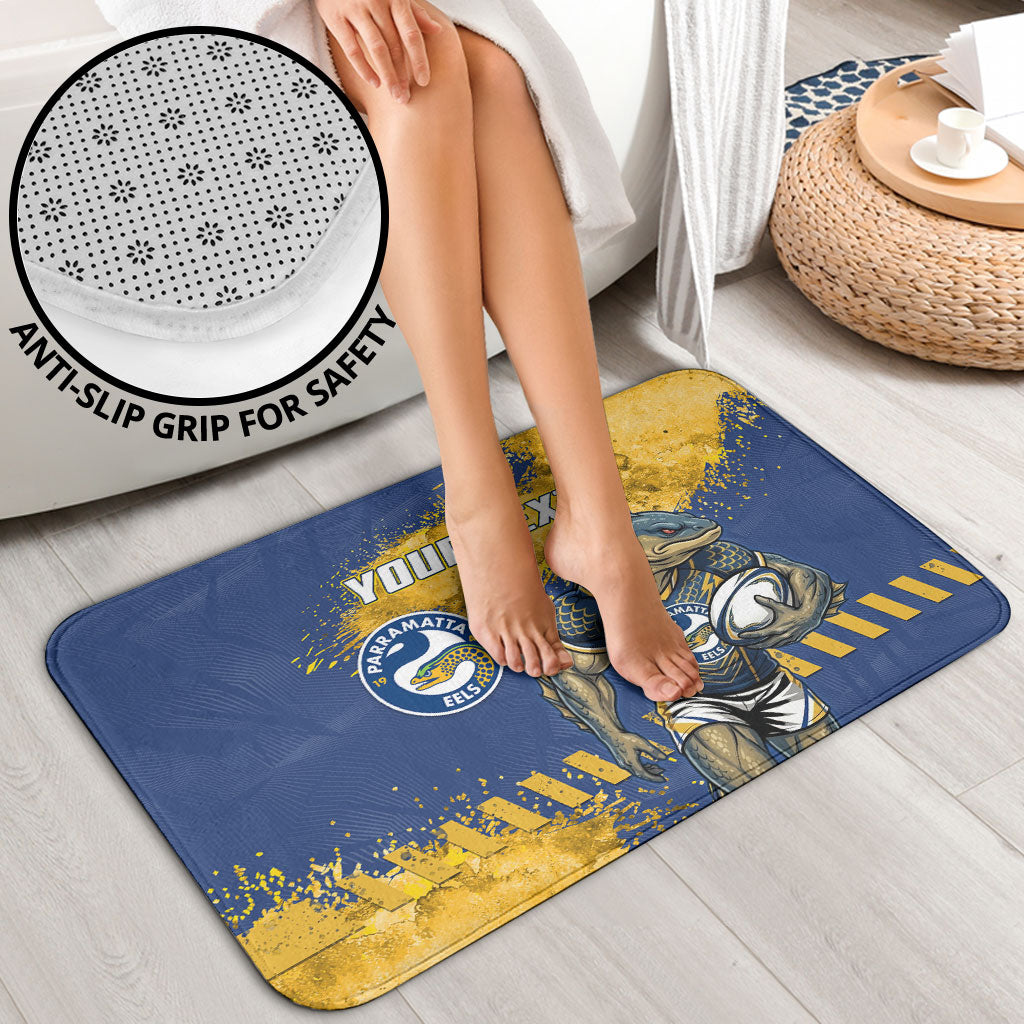 Personalised Parramatta Eels Rugby Bathroom Set Eel Mascot - Sporty Splash Art Style