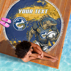 Personalised Parramatta Eels Rugby Beach Blanket Eel Mascot - Sporty Splash Art Style