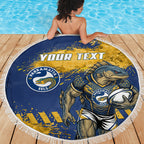 Personalised Parramatta Eels Rugby Beach Blanket Eel Mascot - Sporty Splash Art Style