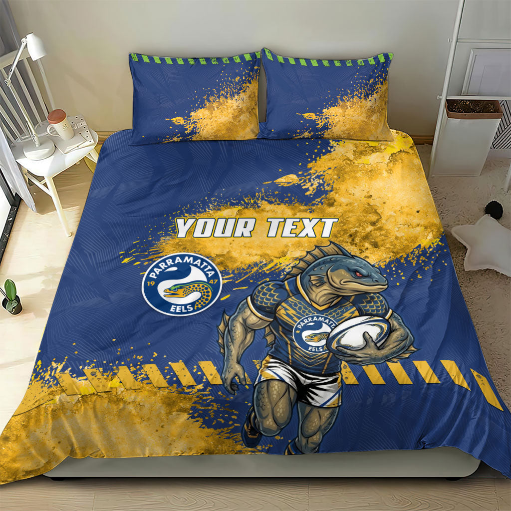 Personalised Parramatta Eels Rugby Bedding Set Eel Mascot - Sporty Splash Art Style