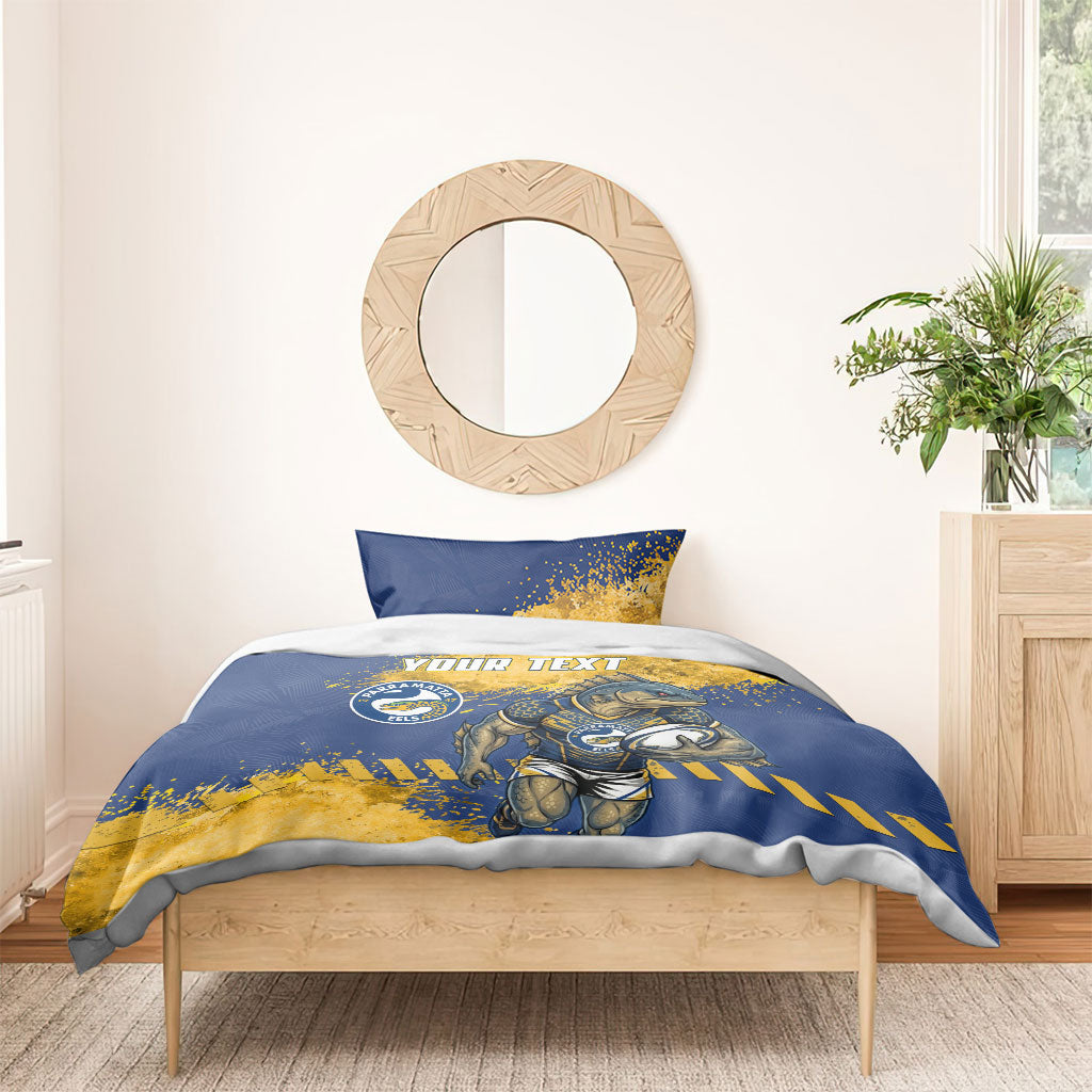 Personalised Parramatta Eels Rugby Bedding Set Eel Mascot - Sporty Splash Art Style