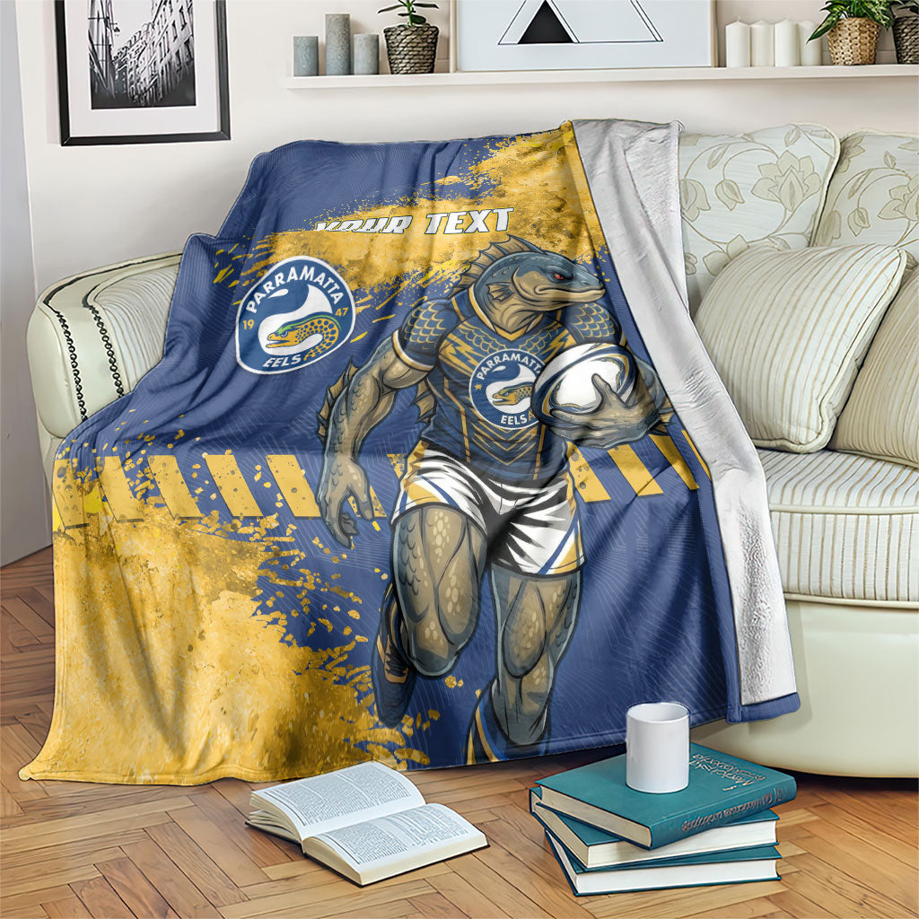 Personalised Parramatta Eels Rugby Blanket Eel Mascot - Sporty Splash Art Style