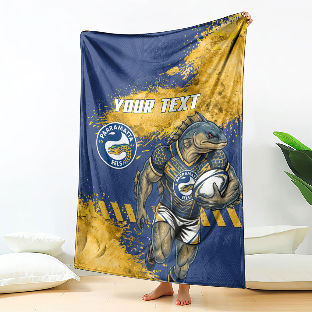 Personalised Parramatta Eels Rugby Blanket Eel Mascot - Sporty Splash Art Style