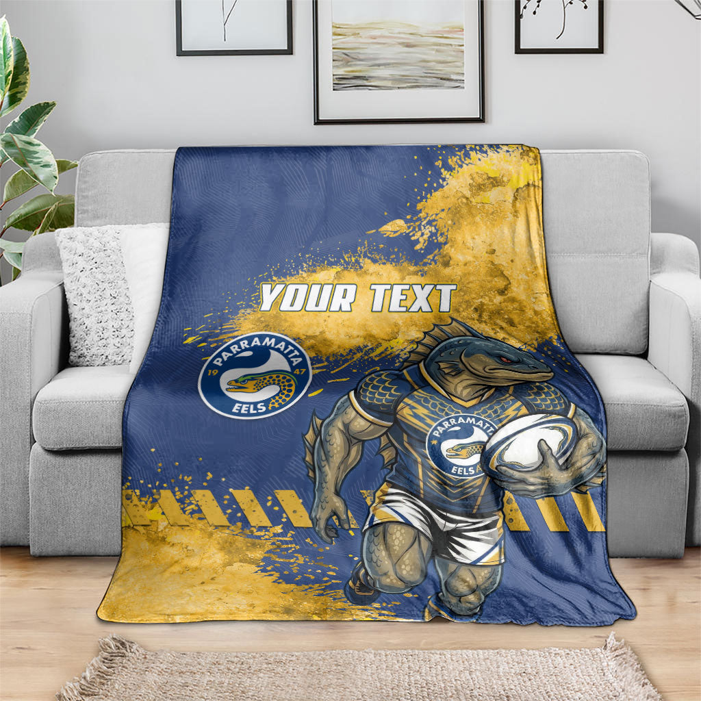 Personalised Parramatta Eels Rugby Blanket Eel Mascot - Sporty Splash Art Style