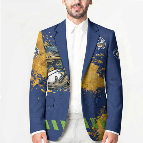 Personalised Parramatta Eels Rugby Blazer Eel Mascot - Sporty Splash Art Style