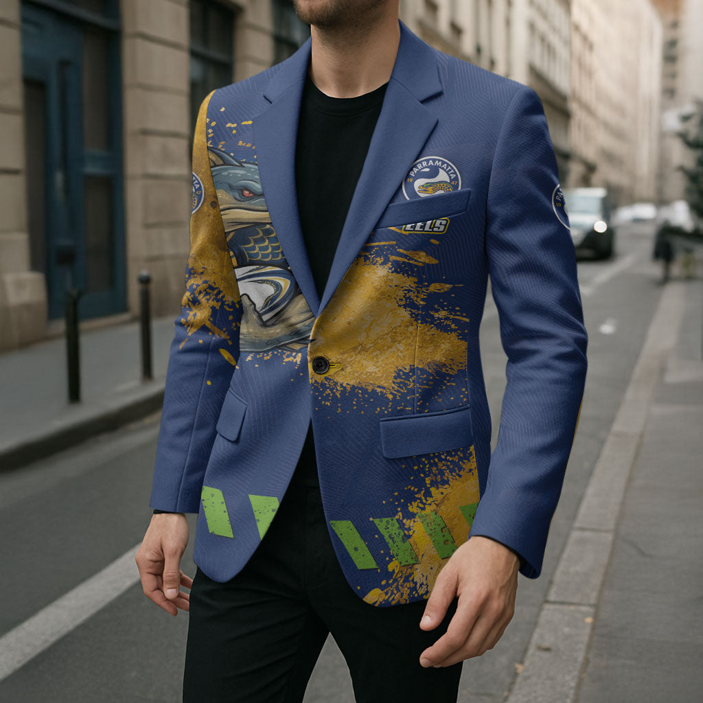 Personalised Parramatta Eels Rugby Blazer Eel Mascot - Sporty Splash Art Style