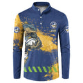 Personalised Parramatta Eels Rugby Button Sweatshirt Eel Mascot - Sporty Splash Art Style