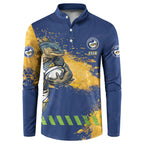 Personalised Parramatta Eels Rugby Button Sweatshirt Eel Mascot - Sporty Splash Art Style