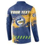 Personalised Parramatta Eels Rugby Button Sweatshirt Eel Mascot - Sporty Splash Art Style