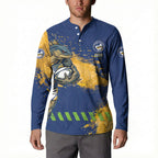 Personalised Parramatta Eels Rugby Button Sweatshirt Eel Mascot - Sporty Splash Art Style