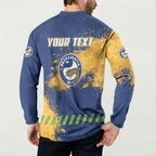 Personalised Parramatta Eels Rugby Button Sweatshirt Eel Mascot - Sporty Splash Art Style