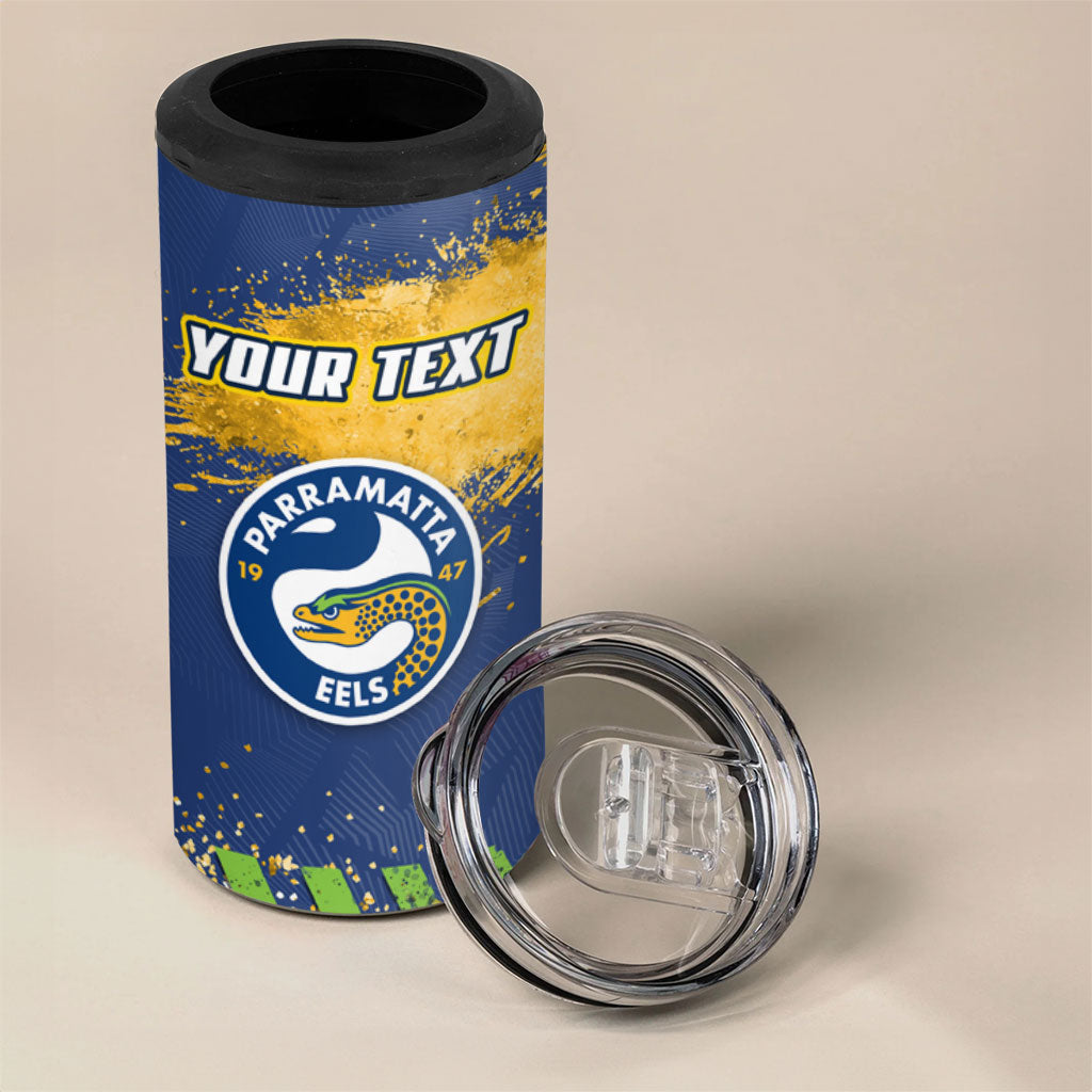 Personalised Parramatta Eels Rugby 4 in 1 Can Cooler Tumbler Eel Mascot - Sporty Splash Art Style