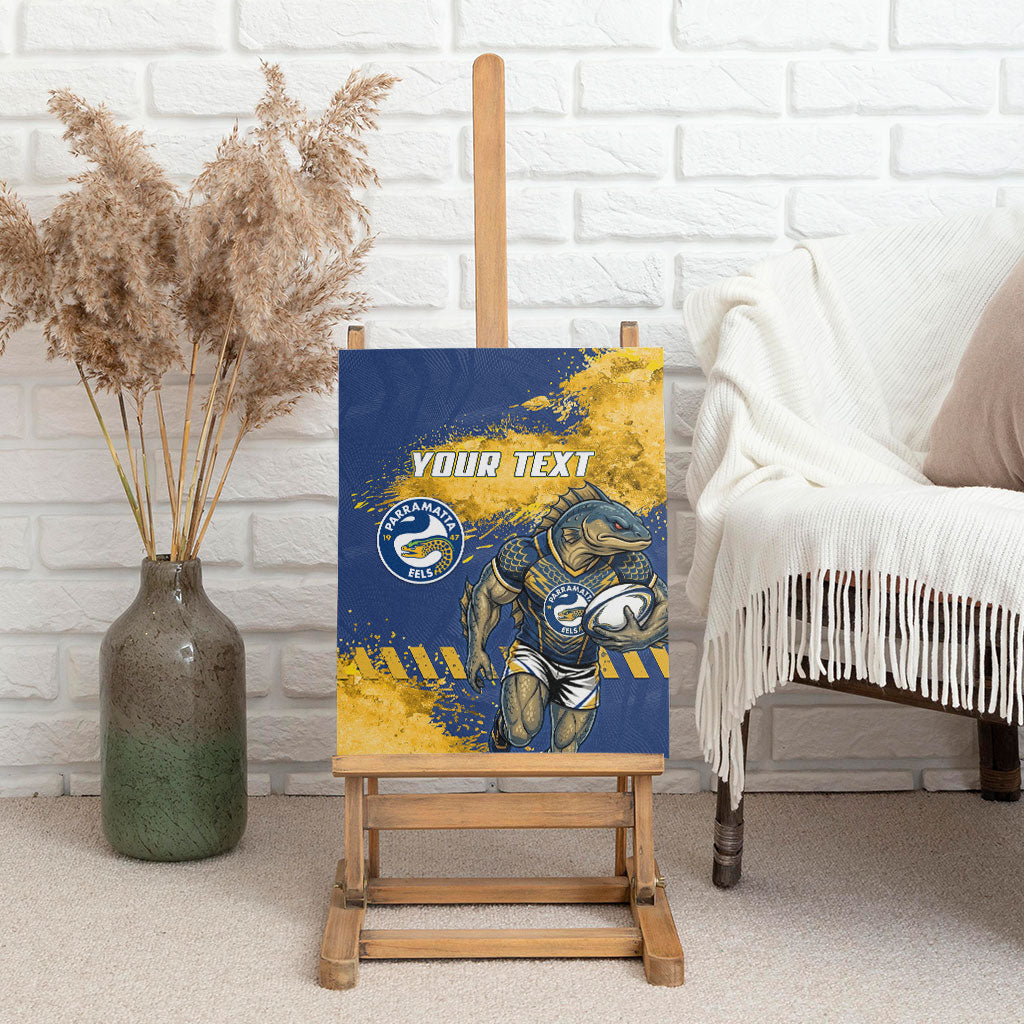 Personalised Parramatta Eels Rugby Canvas Wall Art Eel Mascot - Sporty Splash Art Style