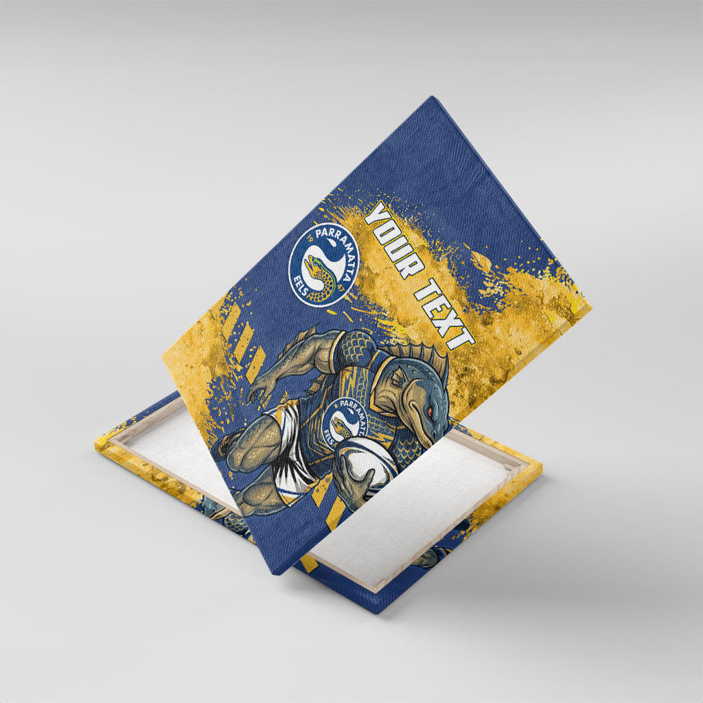 Personalised Parramatta Eels Rugby Canvas Wall Art Eel Mascot - Sporty Splash Art Style