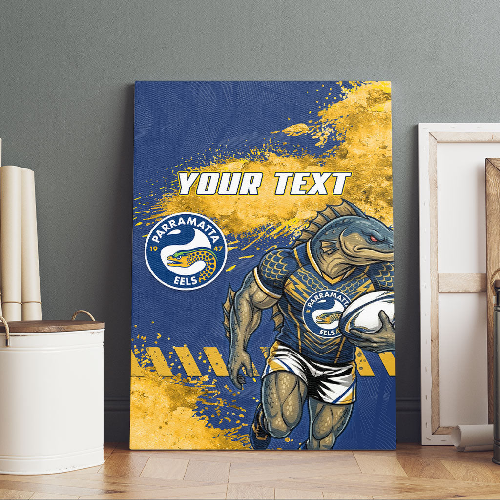 Personalised Parramatta Eels Rugby Canvas Wall Art Eel Mascot - Sporty Splash Art Style