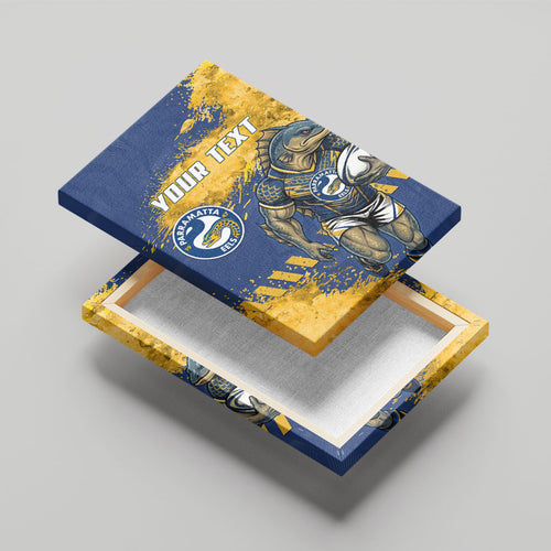 Personalised Parramatta Eels Rugby Canvas Wall Art Eel Mascot - Sporty Splash Art Style