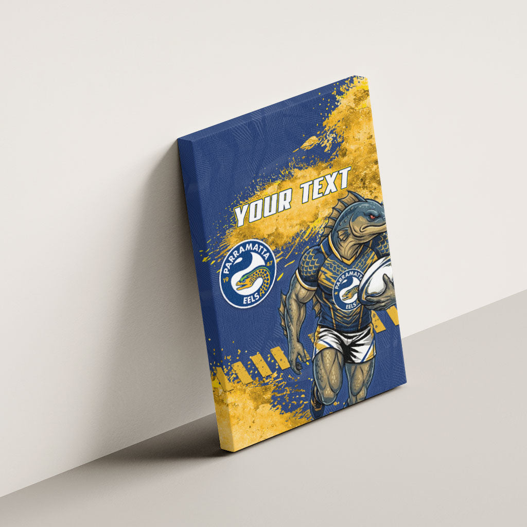 Personalised Parramatta Eels Rugby Canvas Wall Art Eel Mascot - Sporty Splash Art Style