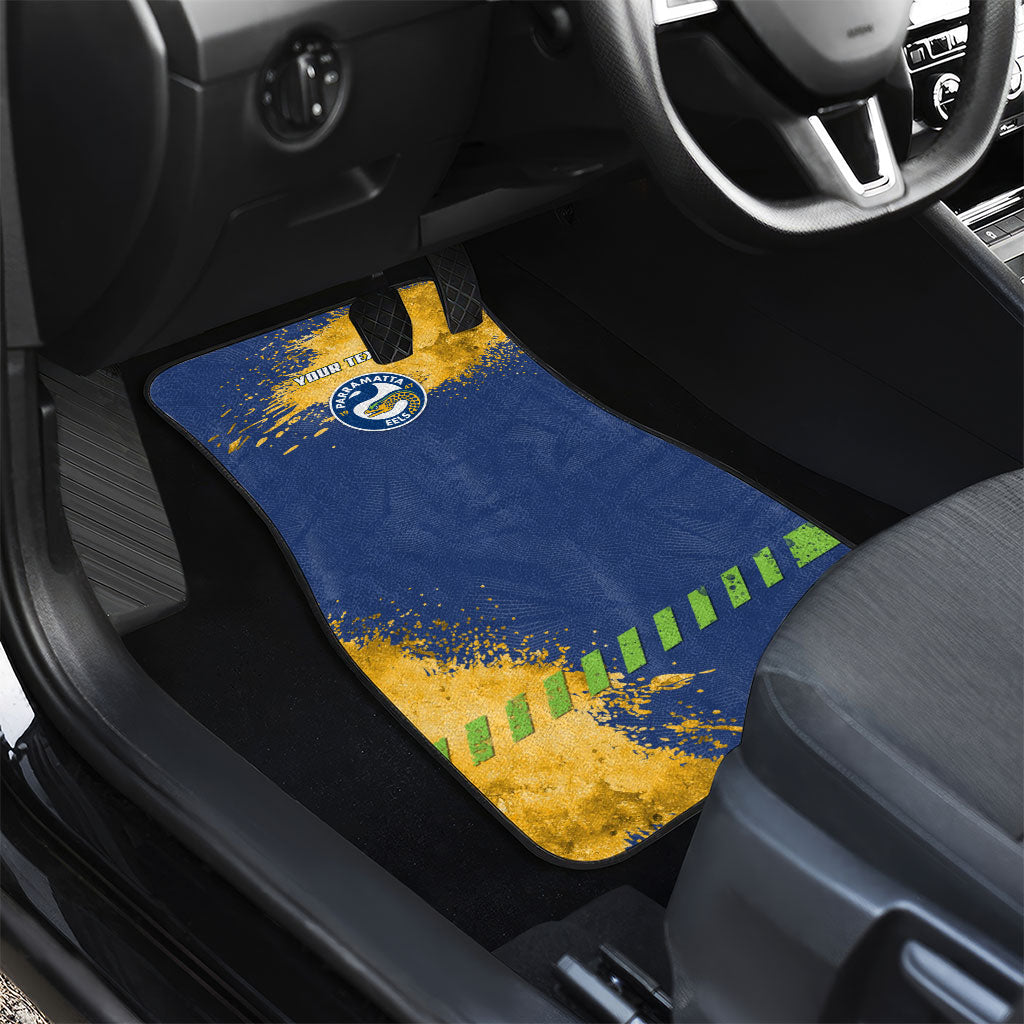 Personalised Parramatta Eels Rugby Car Mats Eel Mascot - Sporty Splash Art Style