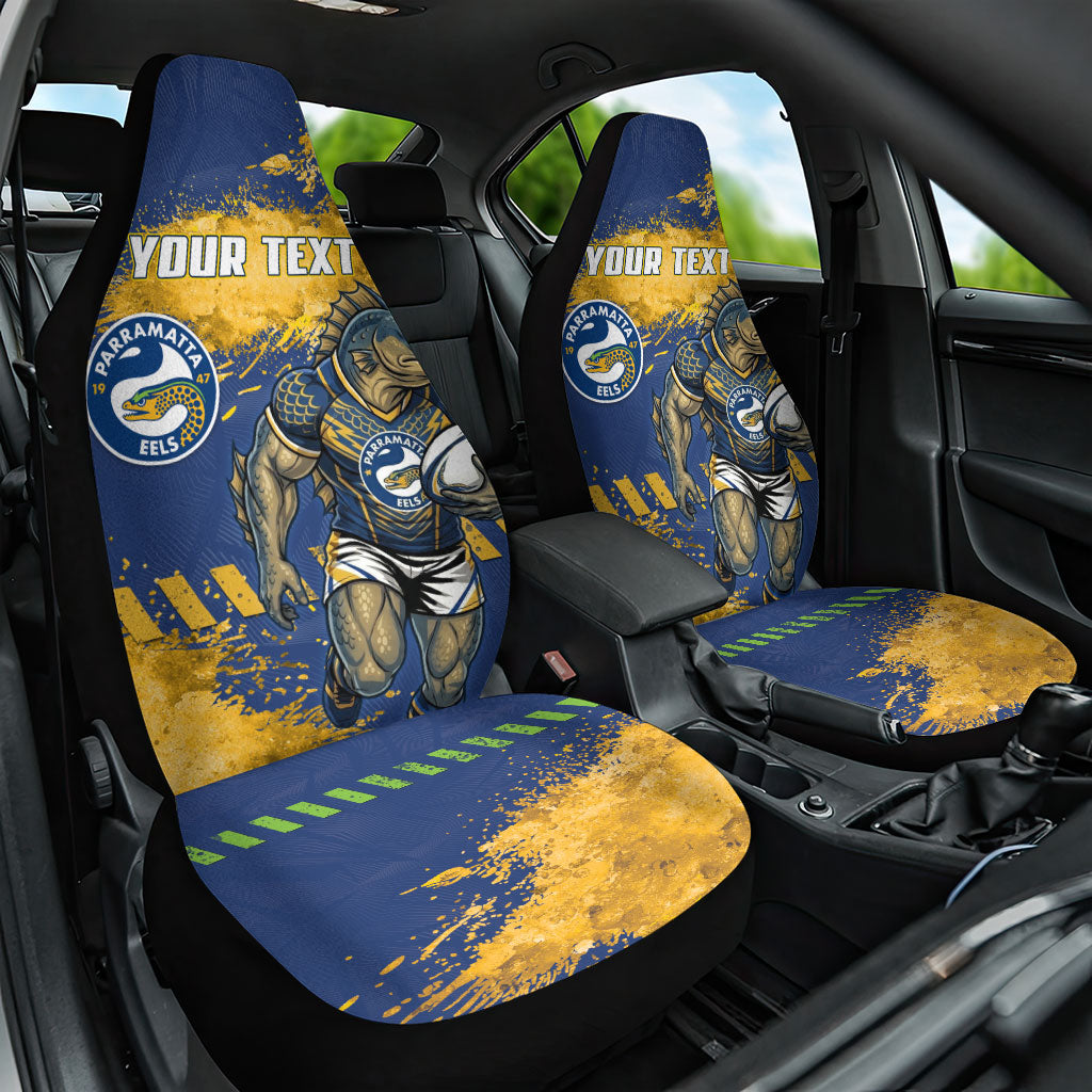 Personalised Parramatta Eels Rugby Car Seat Cover Eel Mascot - Sporty Splash Art Style