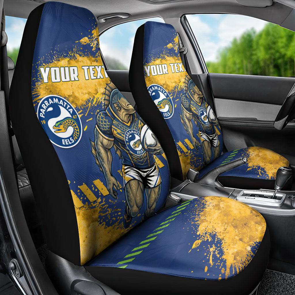 Personalised Parramatta Eels Rugby Car Seat Cover Eel Mascot - Sporty Splash Art Style