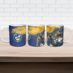 Personalised Parramatta Eels Rugby Ceramic Mug Eel Mascot - Sporty Splash Art Style