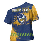 Personalised Parramatta Eels Rugby Cross Shoulder Shirt Eel Mascot - Sporty Splash Art Style