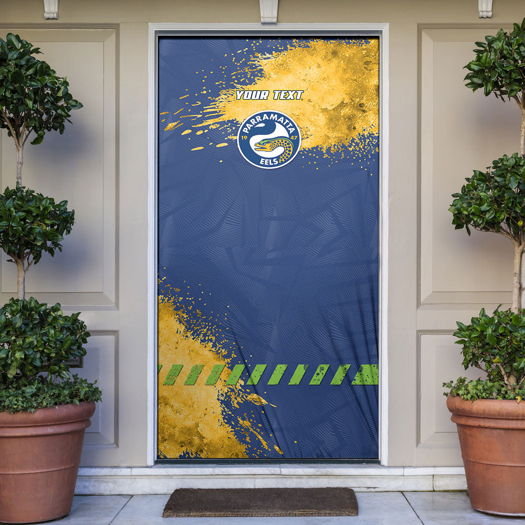 Personalised Parramatta Eels Rugby Door Cover Eel Mascot - Sporty Splash Art Style