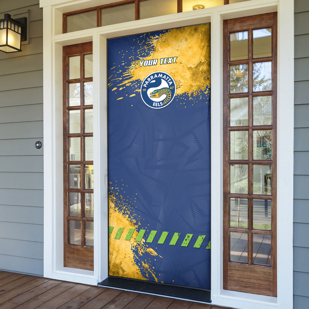 Personalised Parramatta Eels Rugby Door Cover Eel Mascot - Sporty Splash Art Style