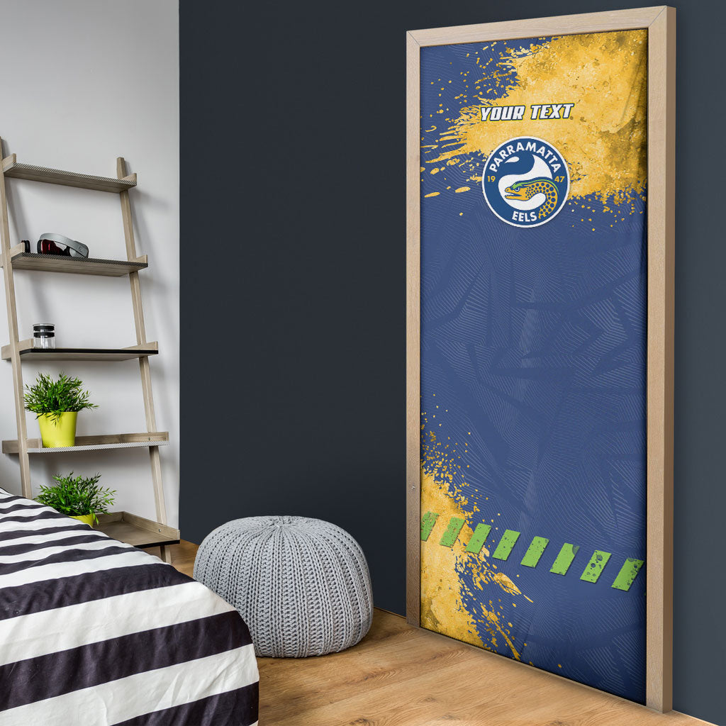 Personalised Parramatta Eels Rugby Door Cover Eel Mascot - Sporty Splash Art Style
