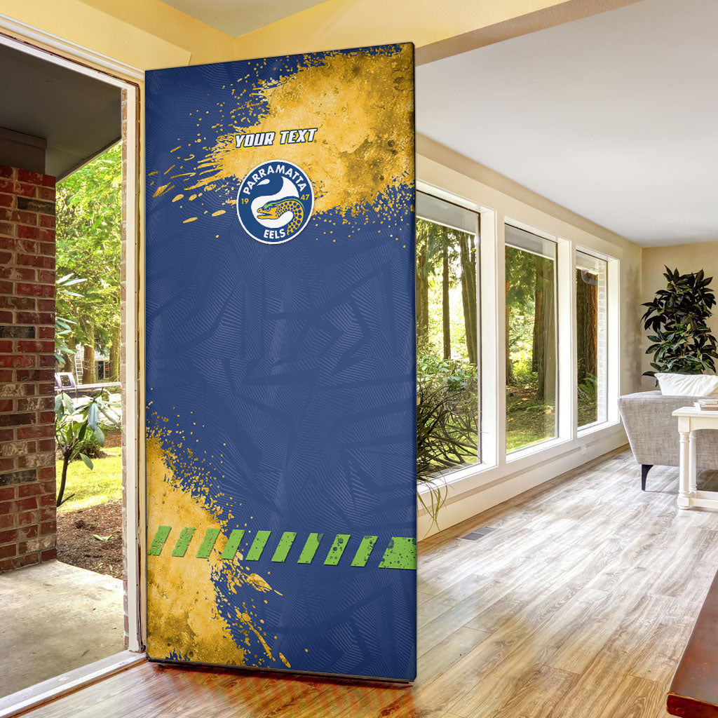 Personalised Parramatta Eels Rugby Door Cover Eel Mascot - Sporty Splash Art Style