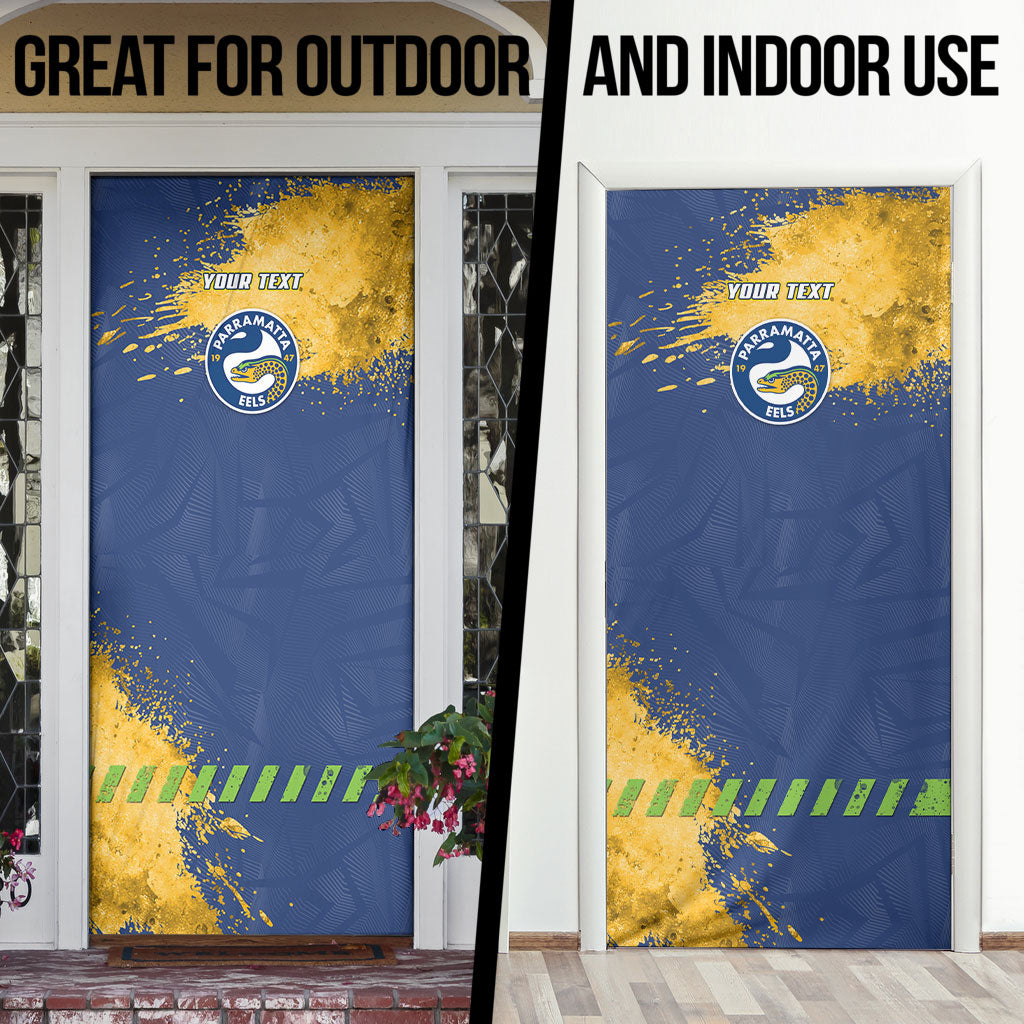 Personalised Parramatta Eels Rugby Door Cover Eel Mascot - Sporty Splash Art Style