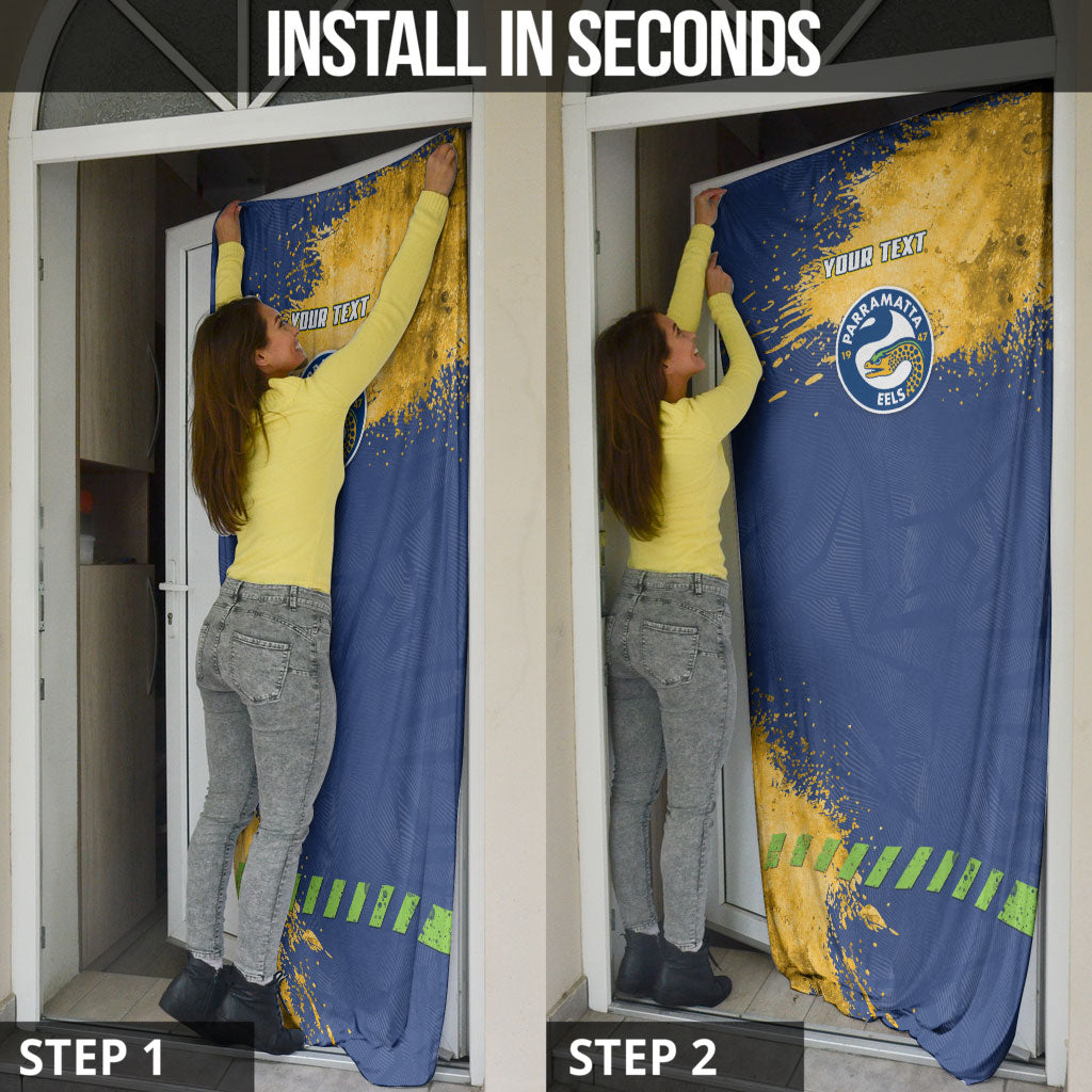 Personalised Parramatta Eels Rugby Door Cover Eel Mascot - Sporty Splash Art Style