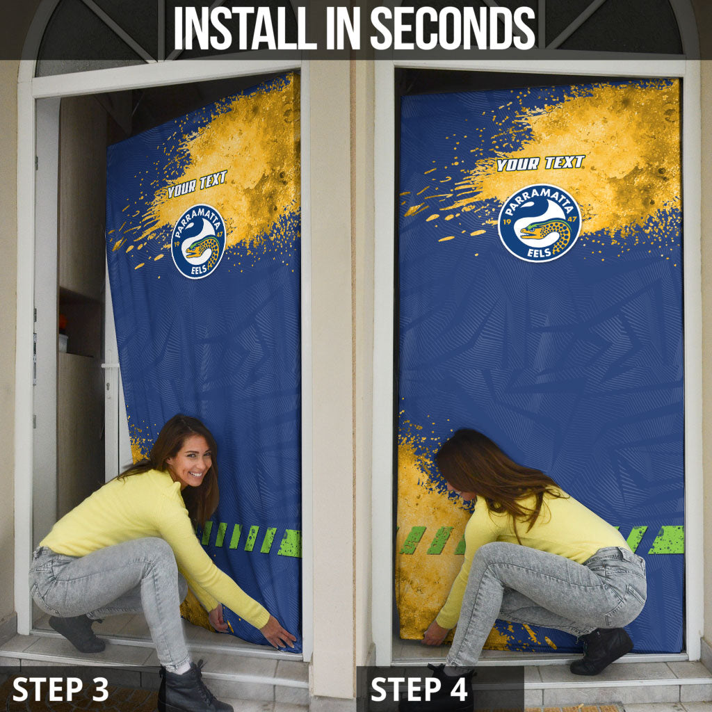 Personalised Parramatta Eels Rugby Door Cover Eel Mascot - Sporty Splash Art Style