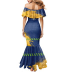 Personalised Parramatta Eels Rugby Family Matching Mermaid Dress and Hawaiian Shirt Eel Mascot - Sporty Splash Art Style