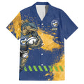 Personalised Parramatta Eels Rugby Family Matching Off The Shoulder Long Sleeve Dress and Hawaiian Shirt Eel Mascot - Sporty Splash Art Style