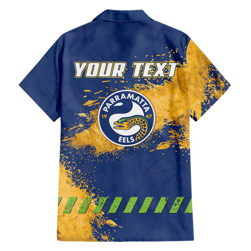 Personalised Parramatta Eels Rugby Family Matching Off Shoulder Maxi Dress and Hawaiian Shirt Eel Mascot - Sporty Splash Art Style