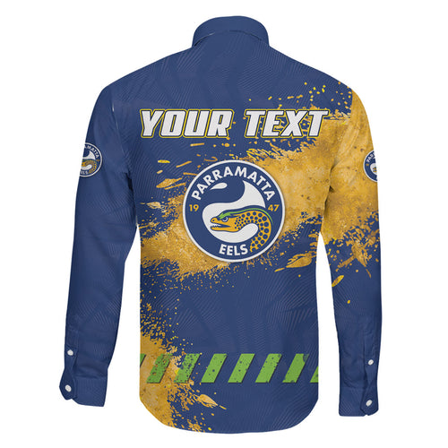 Personalised Parramatta Eels Rugby Family Matching Summer Maxi Dress and Hawaiian Shirt Eel Mascot - Sporty Splash Art Style
