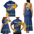 Personalised Parramatta Eels Rugby Family Matching Tank Maxi Dress and Hawaiian Shirt Eel Mascot - Sporty Splash Art Style