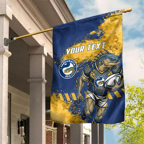 Personalised Parramatta Eels Rugby Garden Flag Eel Mascot - Sporty Splash Art Style
