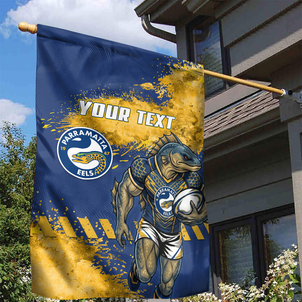Personalised Parramatta Eels Rugby Garden Flag Eel Mascot - Sporty Splash Art Style