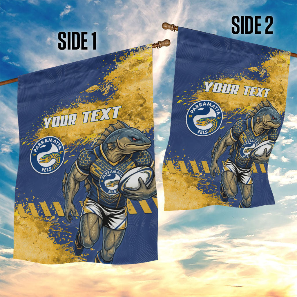 Personalised Parramatta Eels Rugby Garden Flag Eel Mascot - Sporty Splash Art Style