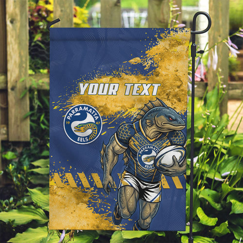 Personalised Parramatta Eels Rugby Garden Flag Eel Mascot - Sporty Splash Art Style