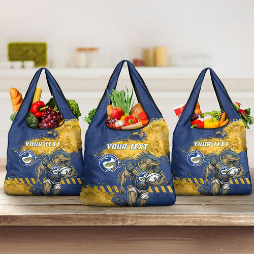 Personalised Parramatta Eels Rugby Grocery Bag Eel Mascot - Sporty Splash Art Style