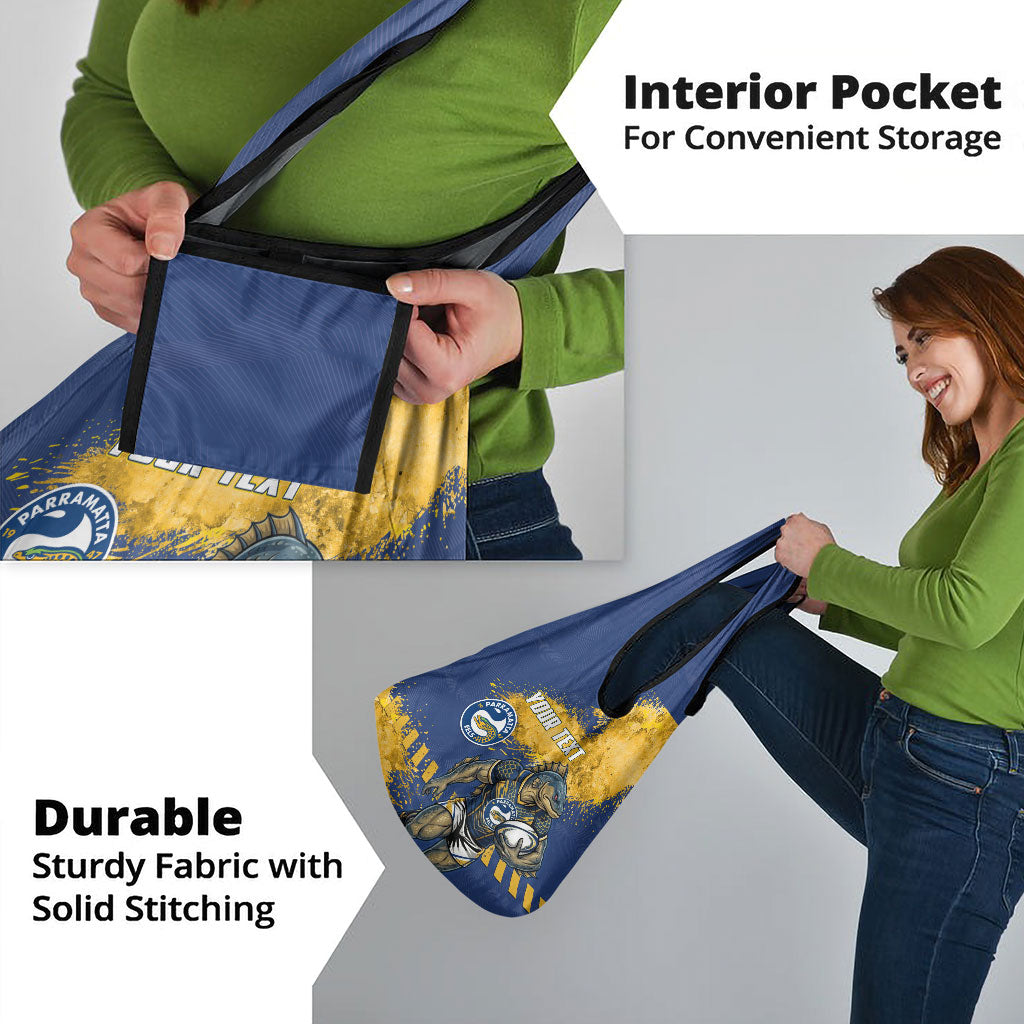 Personalised Parramatta Eels Rugby Grocery Bag Eel Mascot - Sporty Splash Art Style
