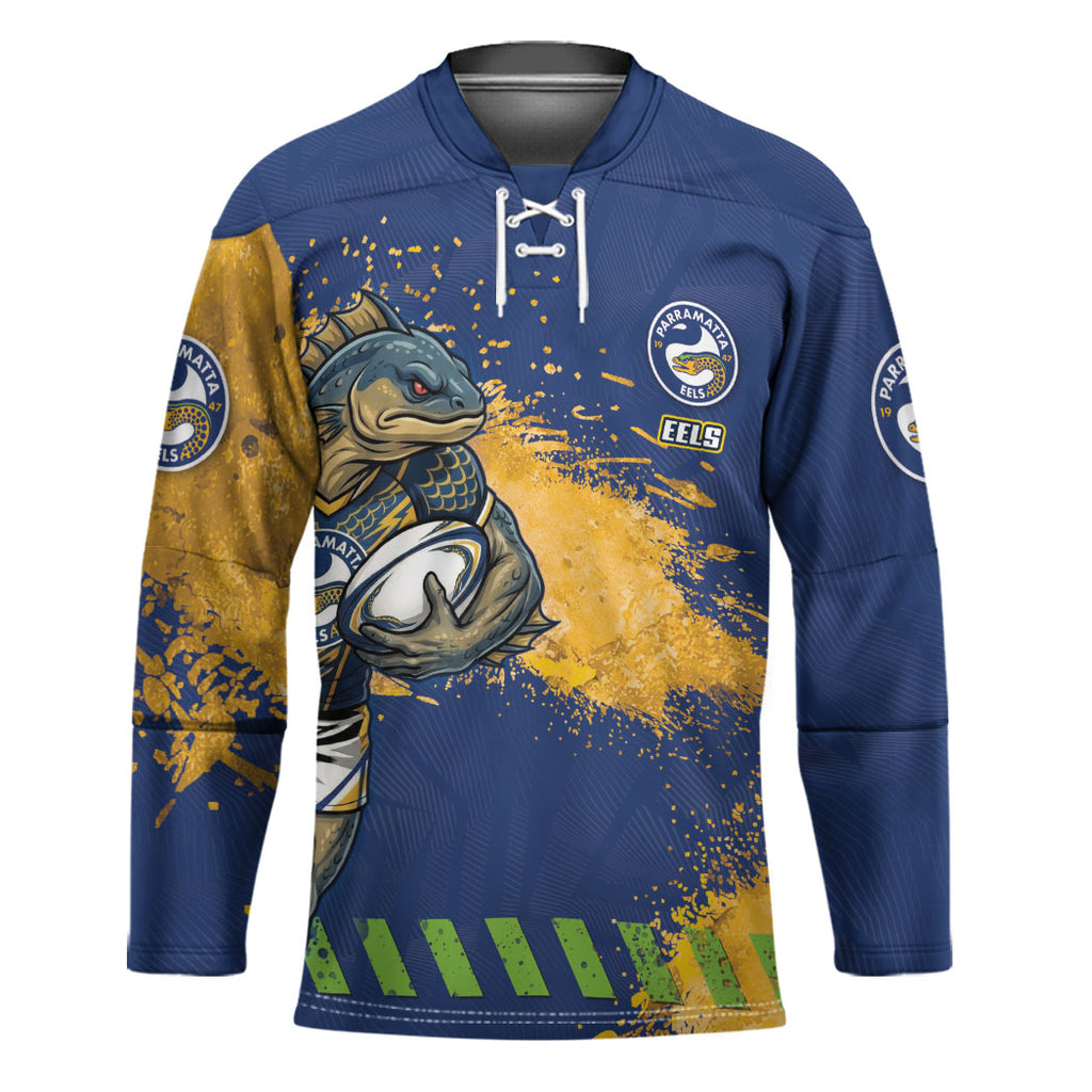 Personalised Parramatta Eels Rugby Hockey Jersey Eel Mascot - Sporty Splash Art Style