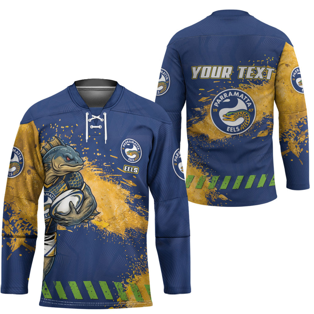 Personalised Parramatta Eels Rugby Hockey Jersey Eel Mascot - Sporty Splash Art Style