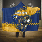 Personalised Parramatta Eels Rugby Hooded Blanket Eel Mascot - Sporty Splash Art Style