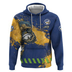 Personalised Parramatta Eels Rugby Hoodie Eel Mascot - Sporty Splash Art Style