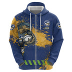 Personalised Parramatta Eels Rugby Hoodie Eel Mascot - Sporty Splash Art Style